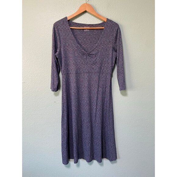 Toad&Co Dresses & Skirts - Toad & Co Women's Dark Navy/Purple Patterned 3/4‎ Sleeve Dress Size Medium